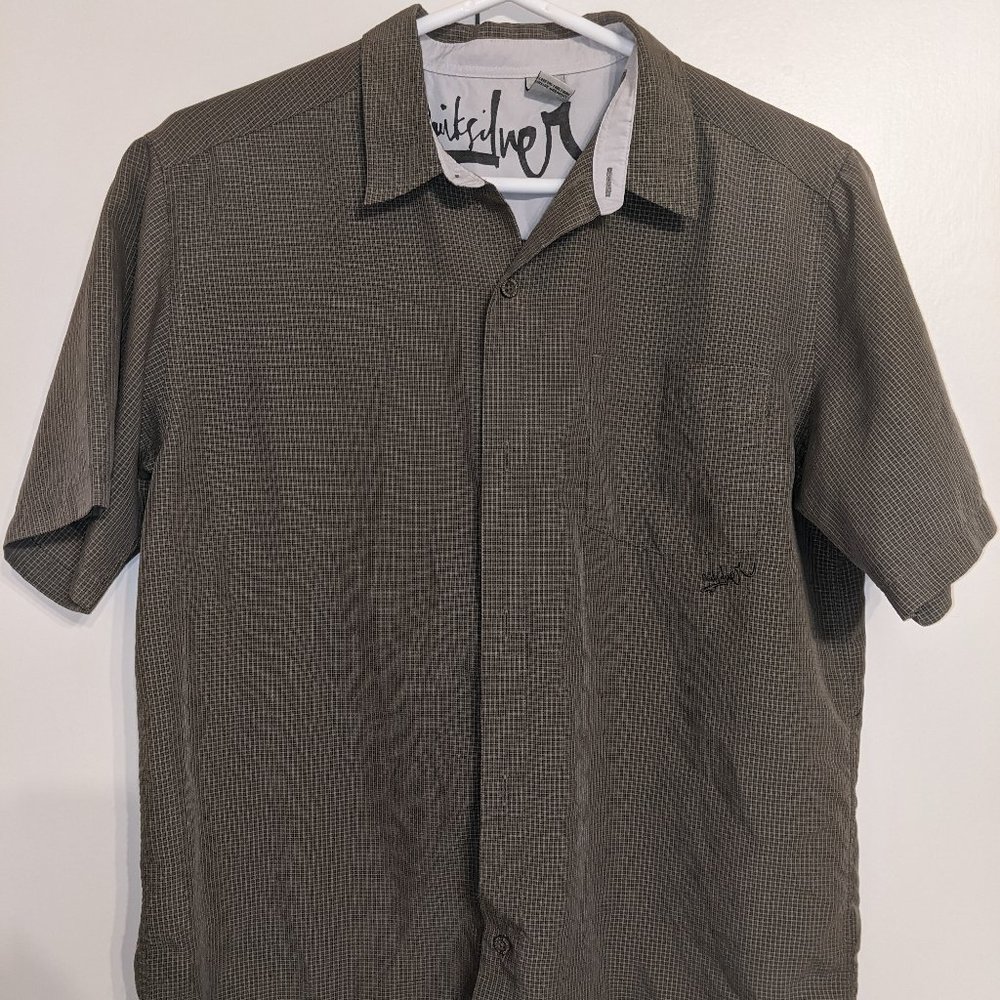 Quicksilver boys button up green checkered